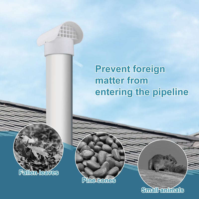 Holdly 3 Inch Vent Cap for Schedule 40 Pipes, Radon Fan Pipe Cover/Roof Vent Pipe Cover, Prevents Rain, Snow, Animals, Leaves, Pine Cones (3 inch Radon Vent Cover, Exhaust Vent Cap) - Image 3